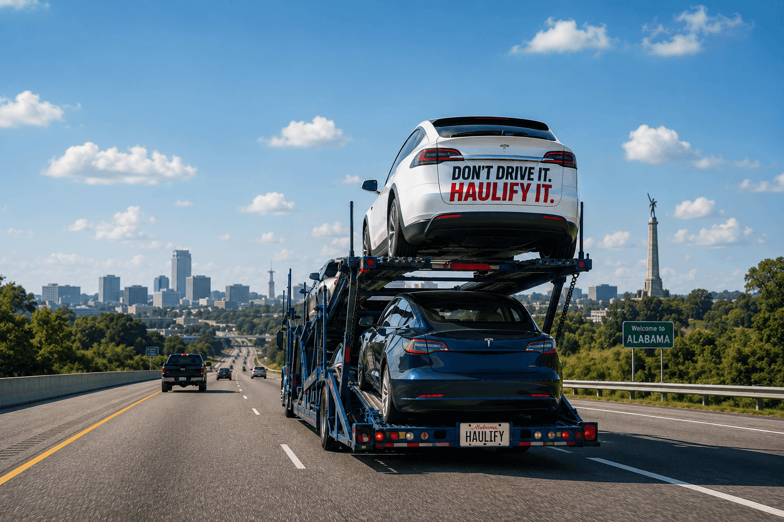 Car carrier truck transporting vehicles