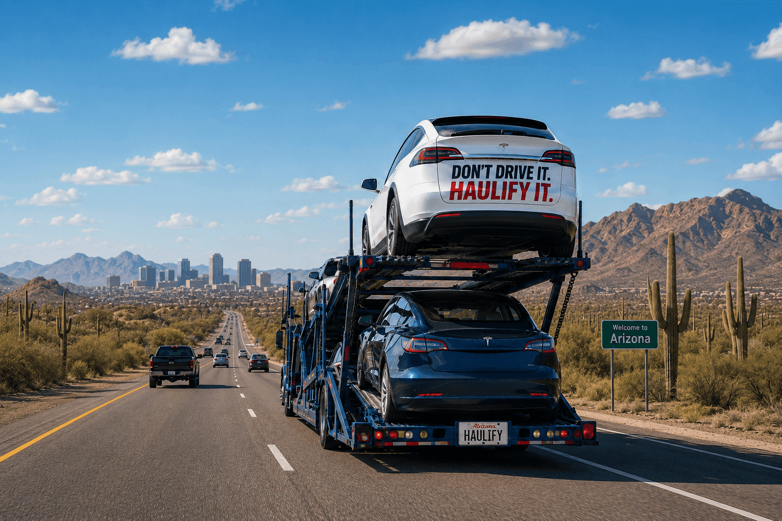 Car carrier truck transporting vehicles