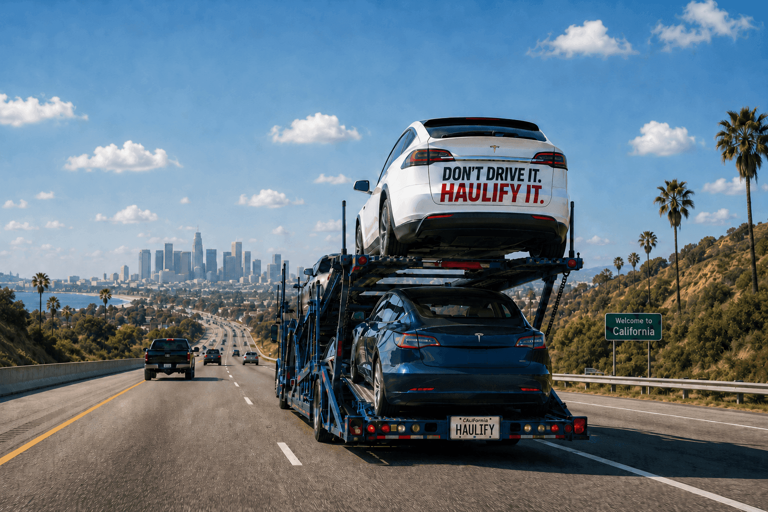 Car carrier truck transporting vehicles