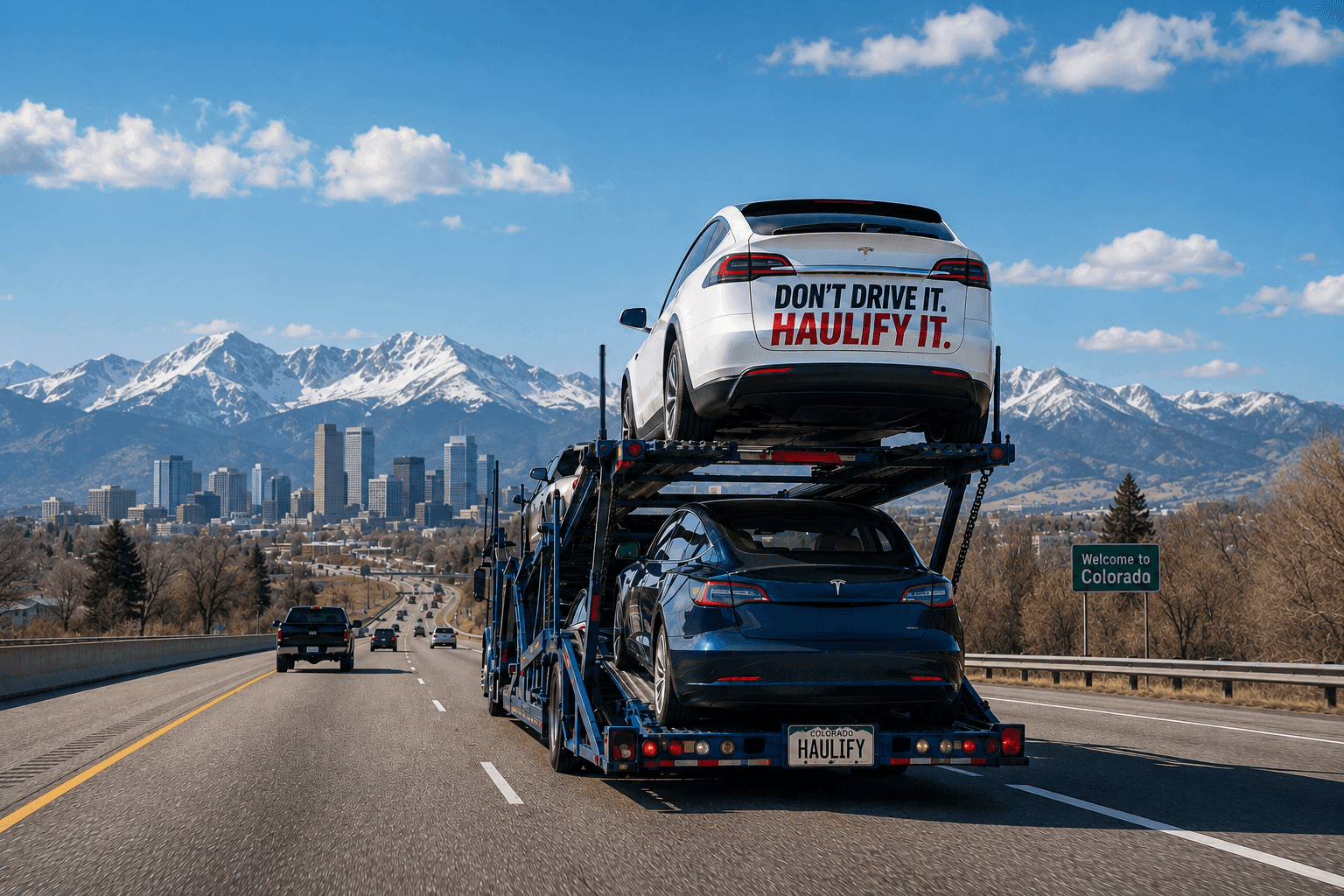 Car carrier truck transporting vehicles