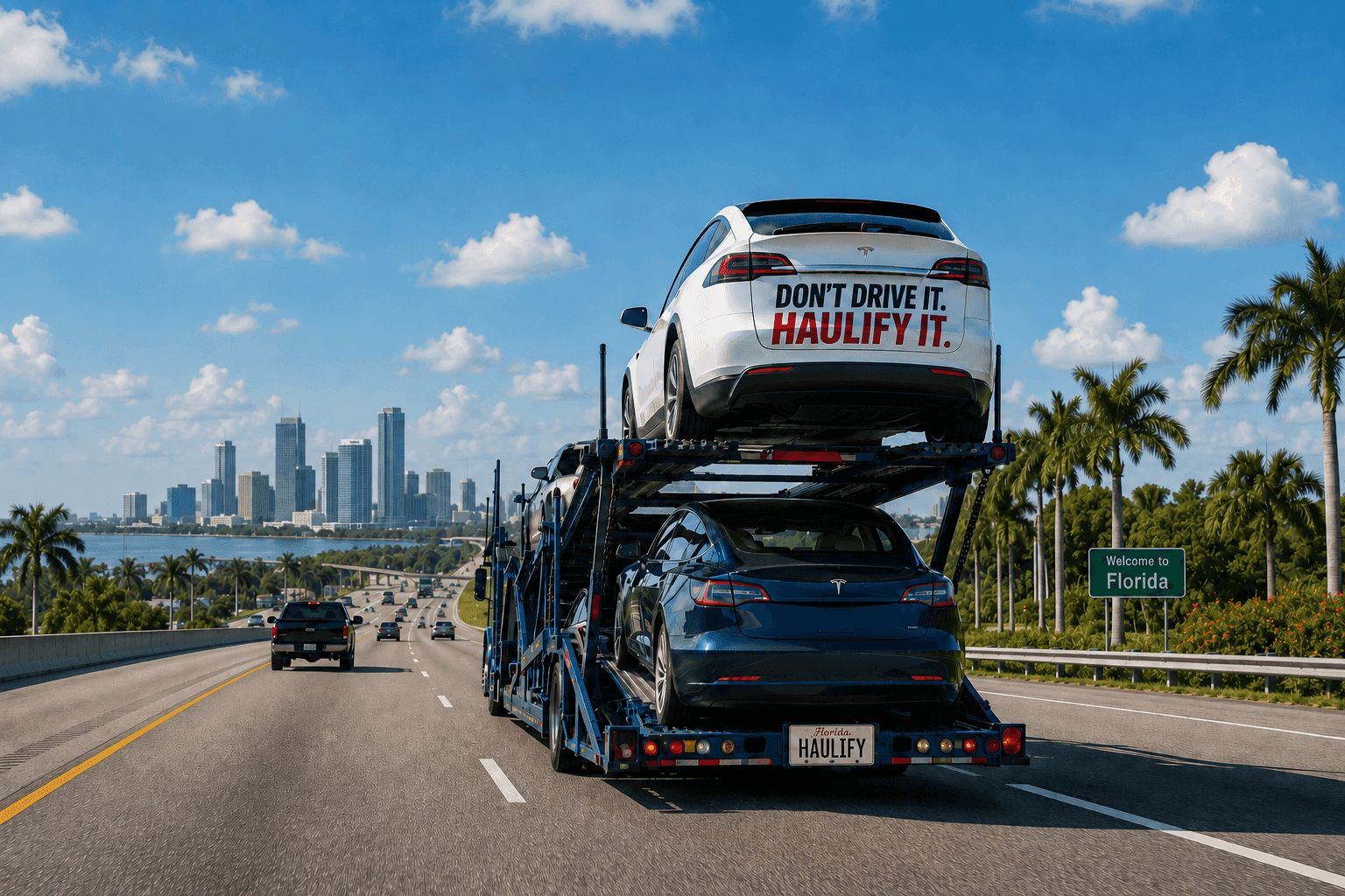 Car carrier truck transporting vehicles