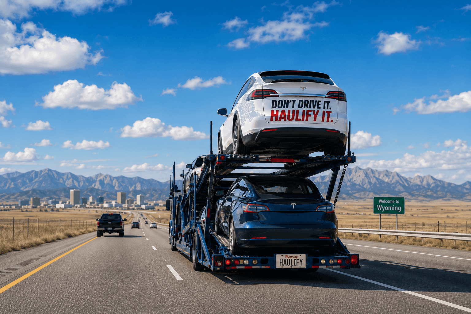 Car carrier truck transporting vehicles